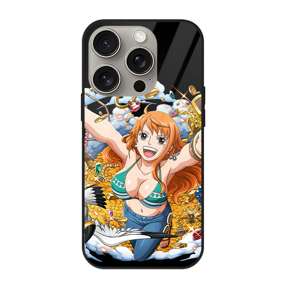（画像用） ワンピース ナミ ONE PIECE Nami 【iPhone15Pro対応】スマホケース 耐衝撃＆黄変防止 背面ガラス
