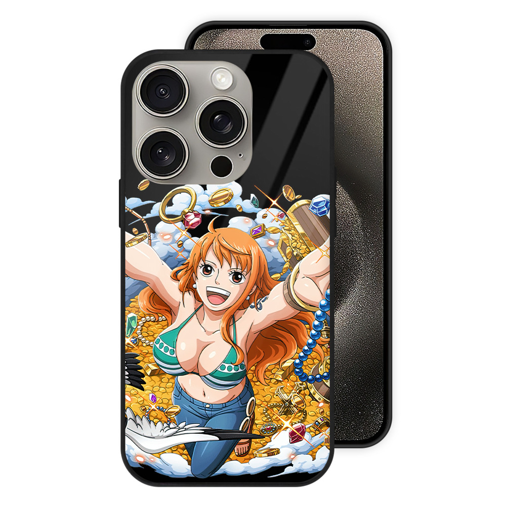 （画像用） ワンピース ナミ ONE PIECE Nami 【iPhone15Pro対応】スマホケース 耐衝撃＆黄変防止 背面ガラス