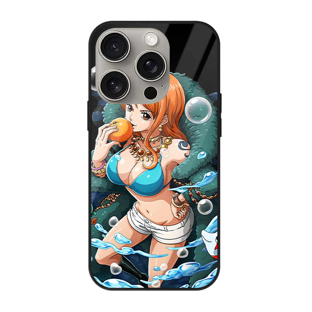 （画像用） ワンピース ナミ ONE PIECE Nami 【iPhone15Pro対応】スマホケース 耐衝撃＆黄変防止 背面ガラス