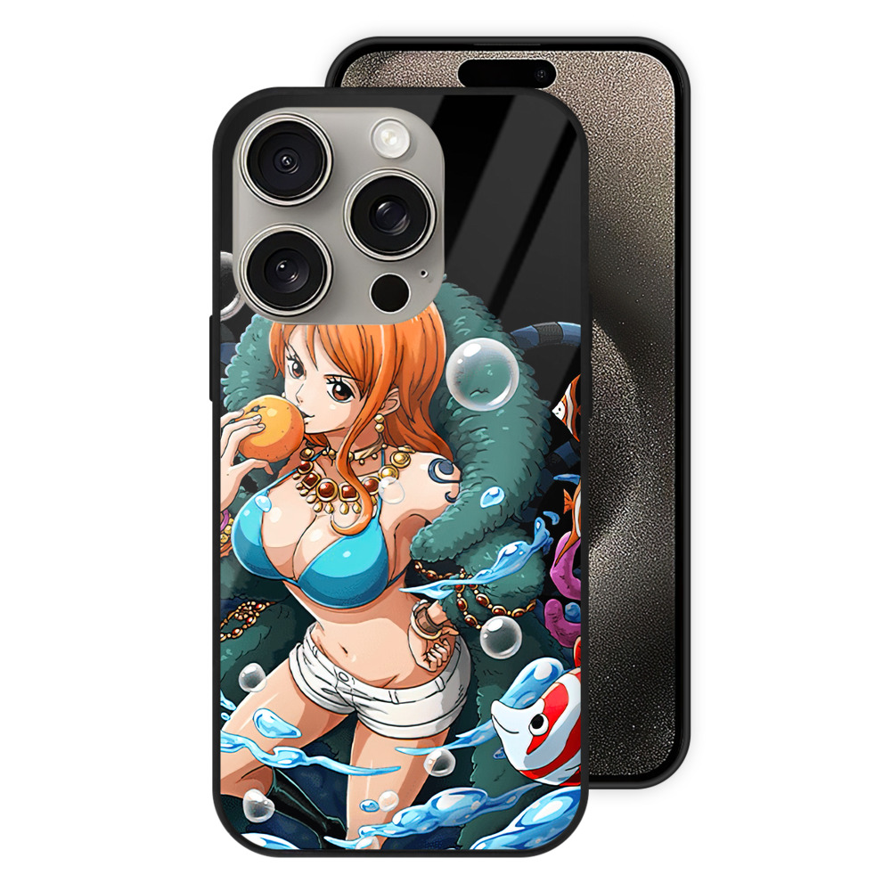（画像用） ワンピース ナミ ONE PIECE Nami 【iPhone15Pro対応】スマホケース 耐衝撃＆黄変防止 背面ガラス