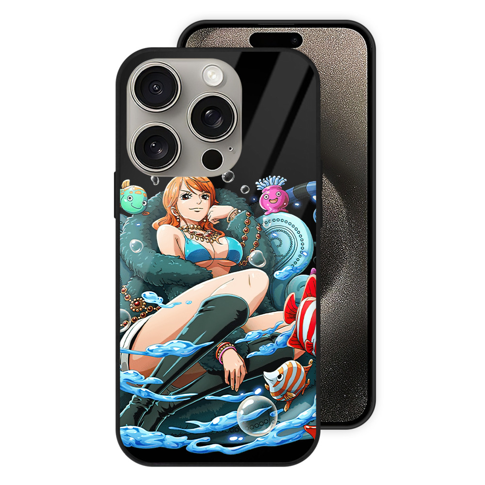 （画像用） ワンピース ナミ ONE PIECE Nami 【iPhone15Pro対応】スマホケース 耐衝撃＆黄変防止 背面ガラス