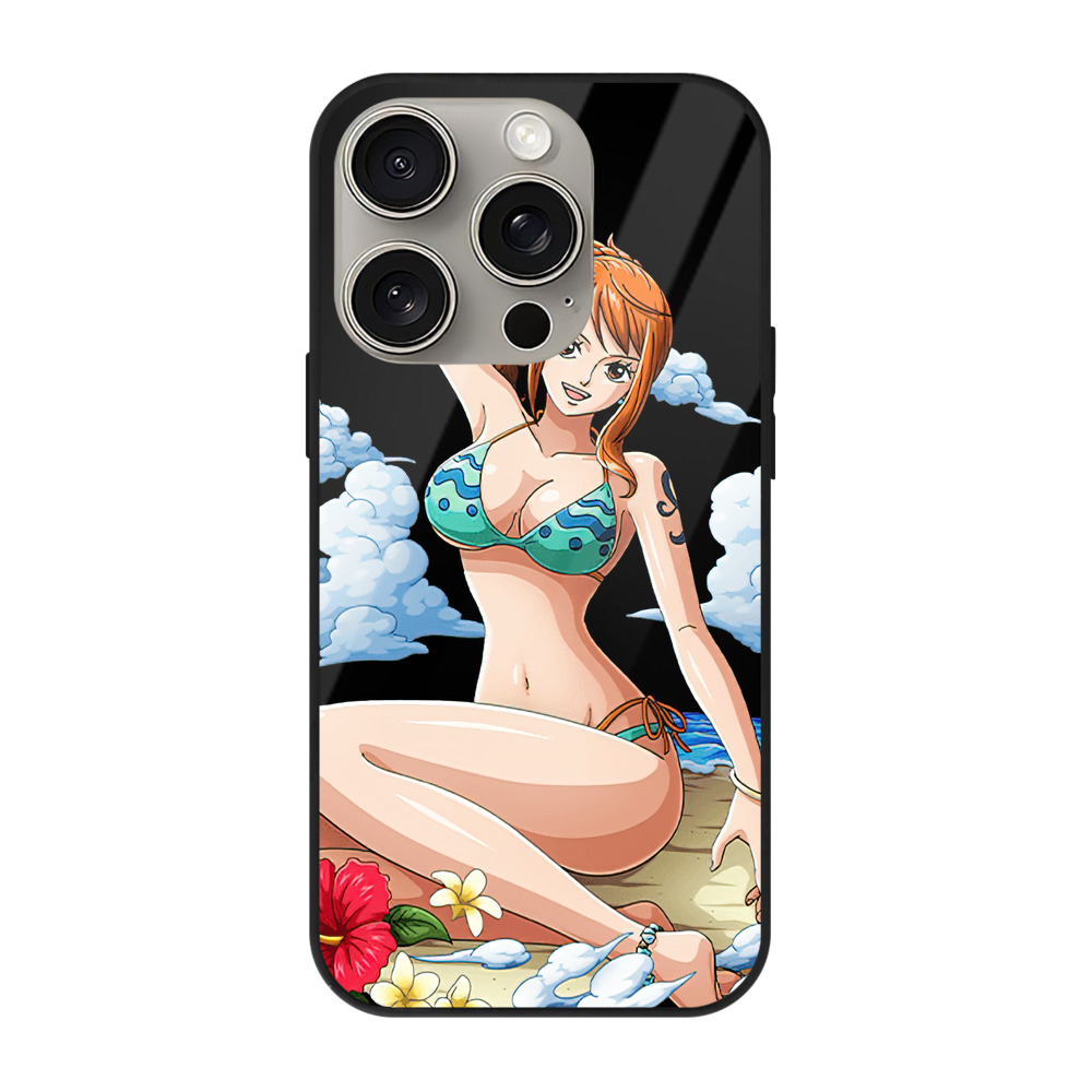 （画像用） ワンピース ナミ ONE PIECE Nami 【iPhone15Pro対応】スマホケース 耐衝撃＆黄変防止 背面ガラス