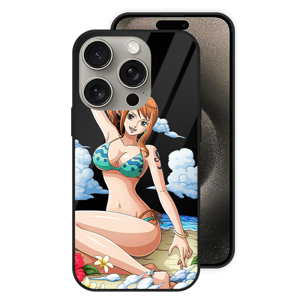 （画像用） ワンピース ナミ ONE PIECE Nami 【iPhone15Pro対応】スマホケース 耐衝撃＆黄変防止 背面ガラス