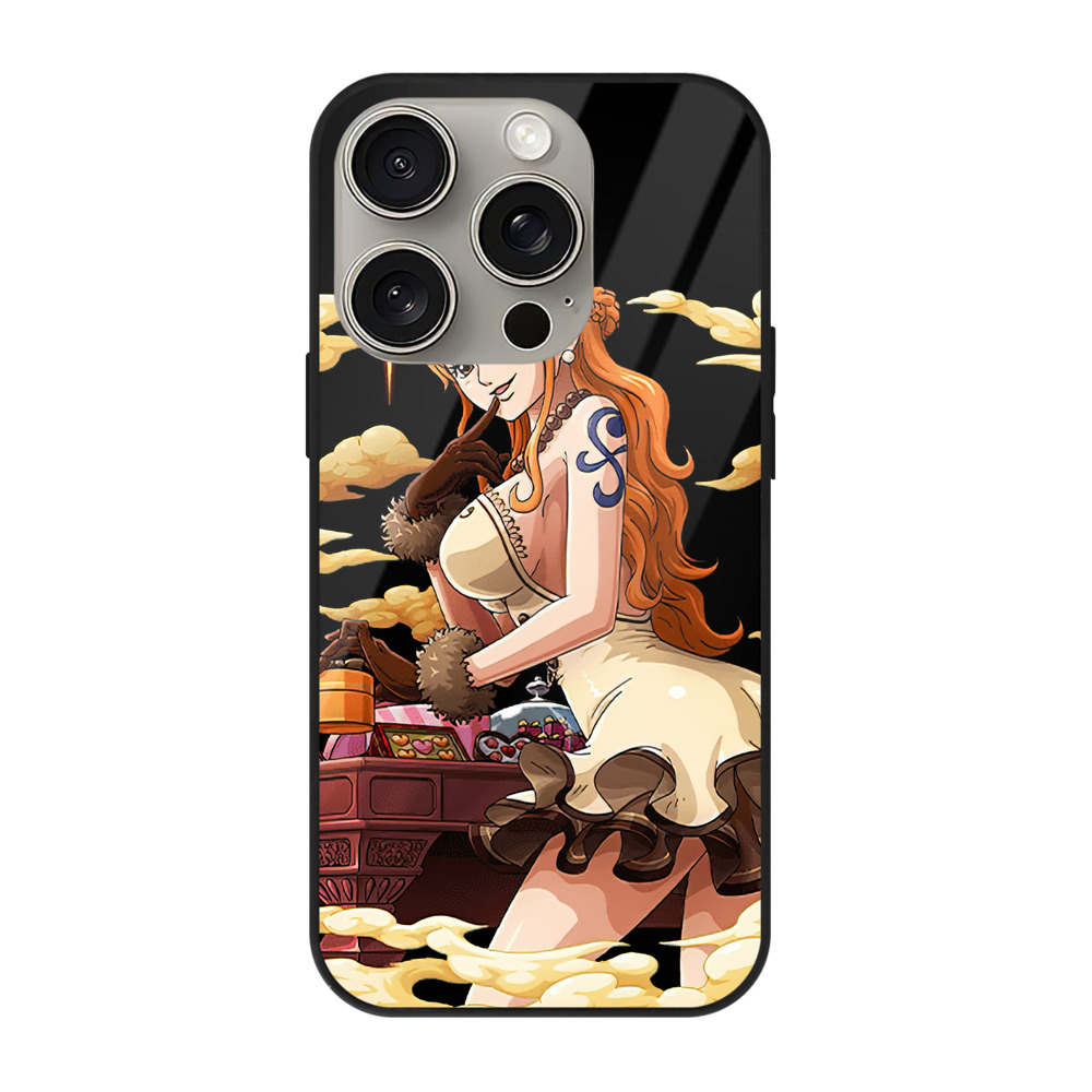 （画像用） ワンピース ナミ ONE PIECE Nami 【iPhone15Pro対応】スマホケース 耐衝撃＆黄変防止 背面ガラス
