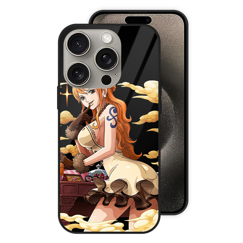 （画像用） ワンピース ナミ ONE PIECE Nami 【iPhone15Pro対応】スマホケース 耐衝撃＆黄変防止 背面ガラス