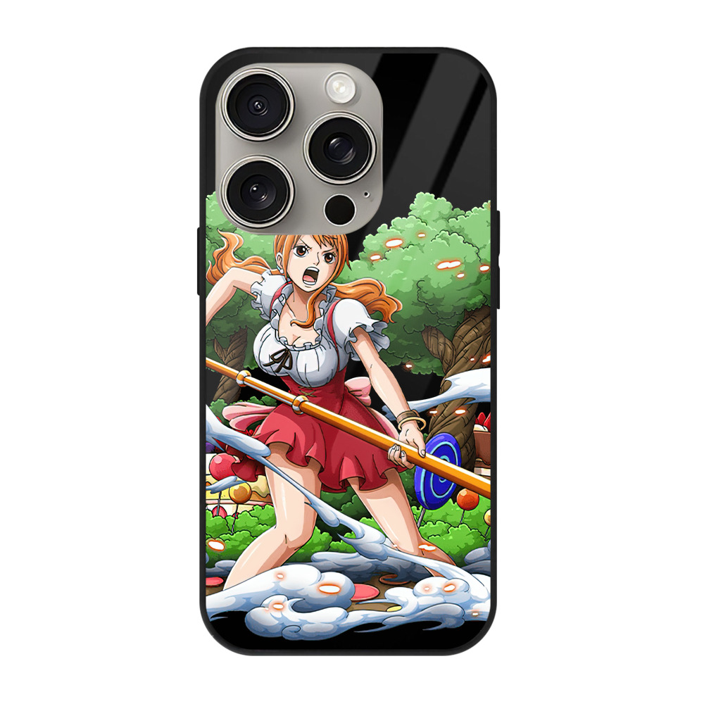 （画像用） ワンピース ナミ ONE PIECE Nami 【iPhone15Pro対応】スマホケース 耐衝撃＆黄変防止 背面ガラス