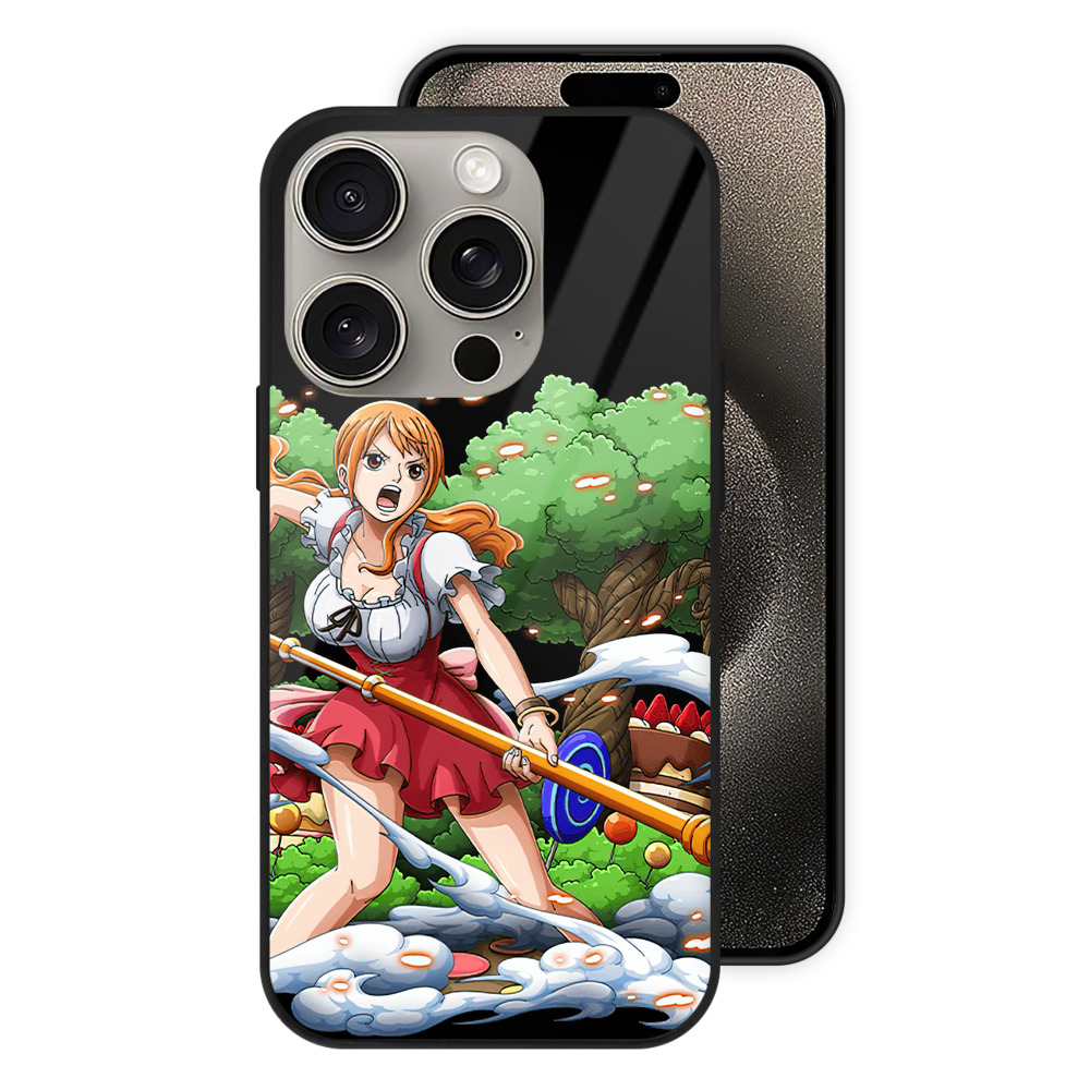 （画像用） ワンピース ナミ ONE PIECE Nami 【iPhone15Pro対応】スマホケース 耐衝撃＆黄変防止 背面ガラス