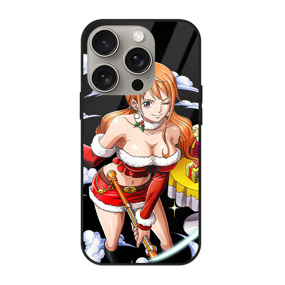 （画像用） ワンピース ナミ ONE PIECE Nami 【iPhone15Pro対応】スマホケース 耐衝撃＆黄変防止 背面ガラス