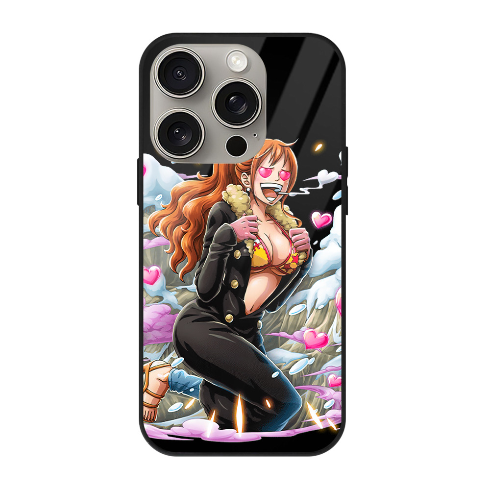 （画像用） ワンピース ナミ ONE PIECE Nami 【iPhone15Pro対応】スマホケース 耐衝撃＆黄変防止 背面ガラス