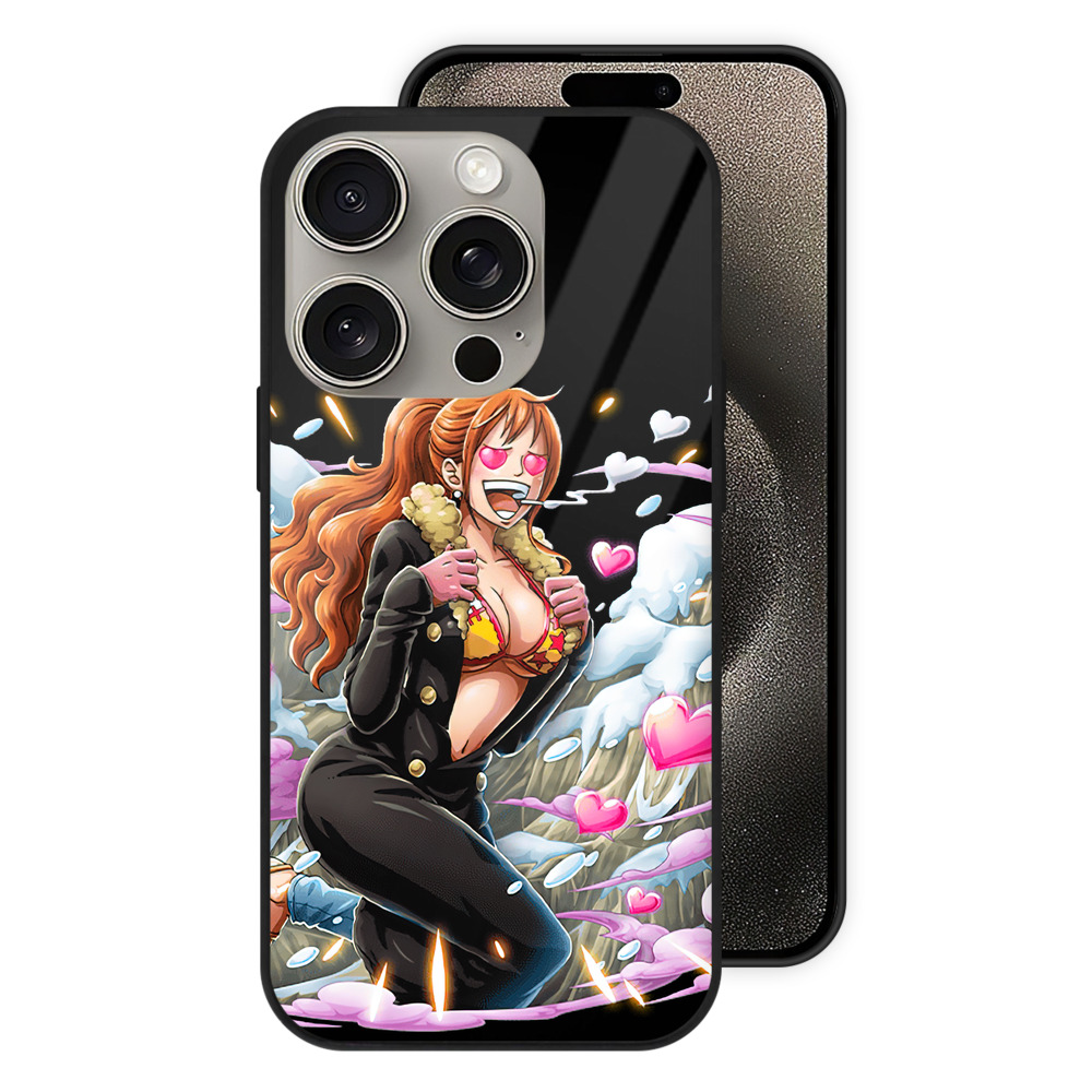 （画像用） ワンピース ナミ ONE PIECE Nami 【iPhone15Pro対応】スマホケース 耐衝撃＆黄変防止 背面ガラス