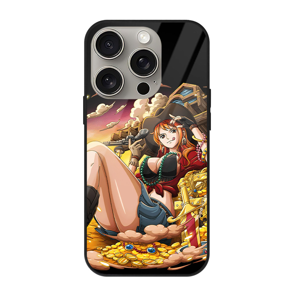 （画像用） ワンピース ナミ ONE PIECE Nami 【iPhone15Pro対応】スマホケース 耐衝撃＆黄変防止 背面ガラス