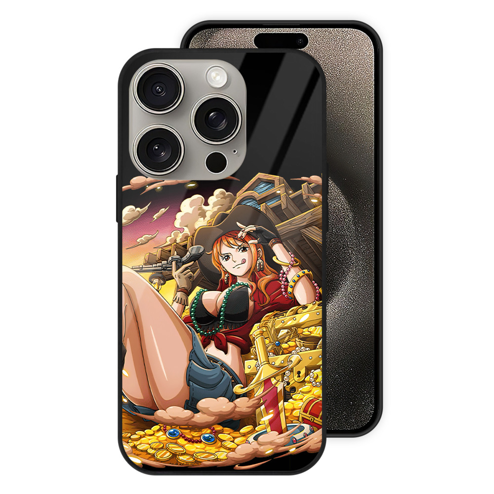 （画像用） ワンピース ナミ ONE PIECE Nami 【iPhone15Pro対応】スマホケース 耐衝撃＆黄変防止 背面ガラス