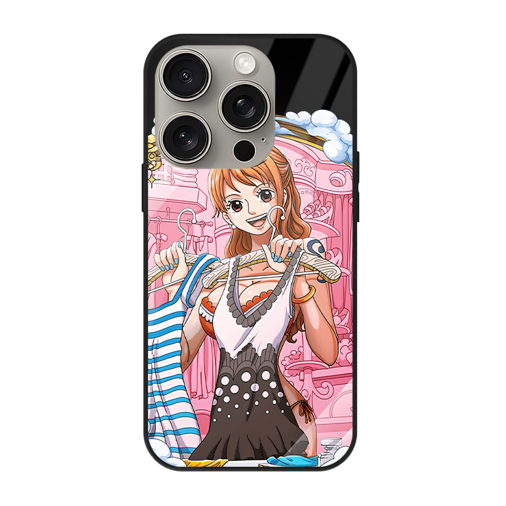 （画像用） ワンピース ナミ ONE PIECE Nami 【iPhone15Pro対応】スマホケース 耐衝撃＆黄変防止 背面ガラス