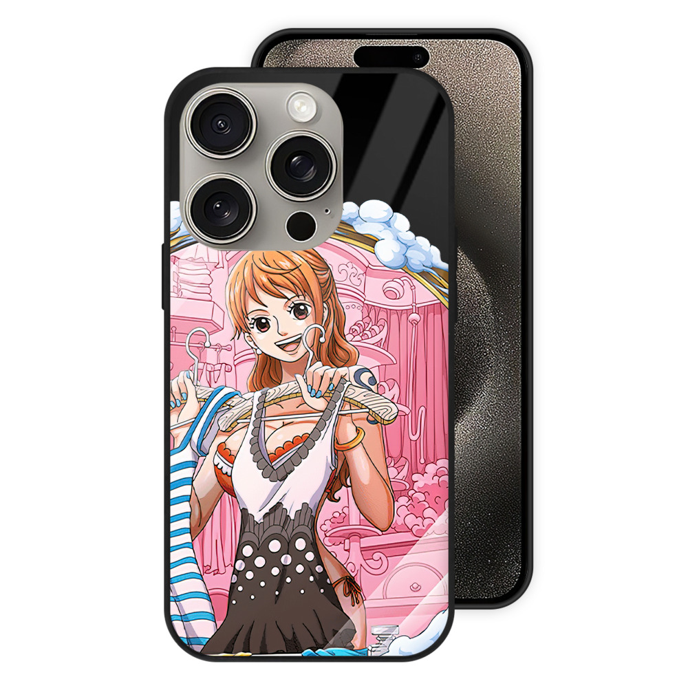 （画像用） ワンピース ナミ ONE PIECE Nami 【iPhone15Pro対応】スマホケース 耐衝撃＆黄変防止 背面ガラス