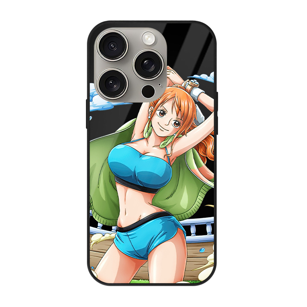 （画像用） ワンピース ナミ ONE PIECE Nami 【iPhone15Pro対応】スマホケース 耐衝撃＆黄変防止 背面ガラス