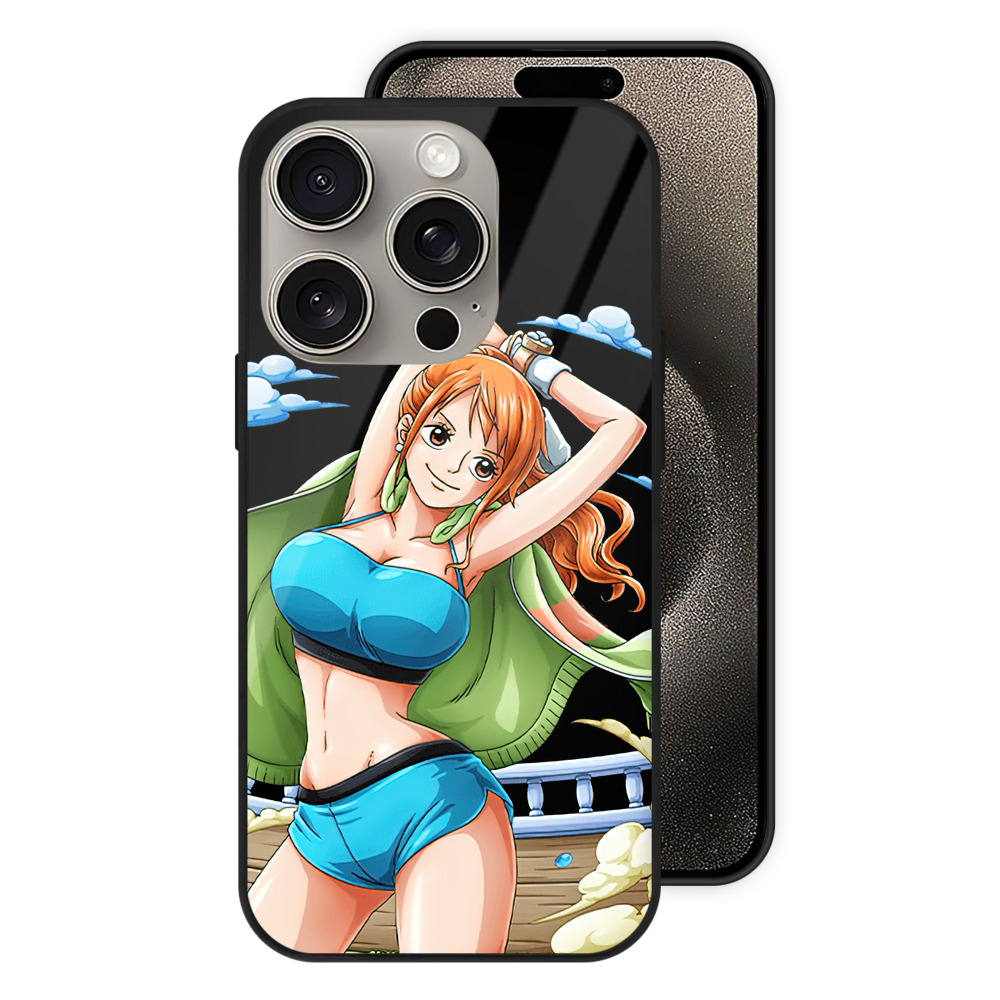（画像用） ワンピース ナミ ONE PIECE Nami 【iPhone15Pro対応】スマホケース 耐衝撃＆黄変防止 背面ガラス
