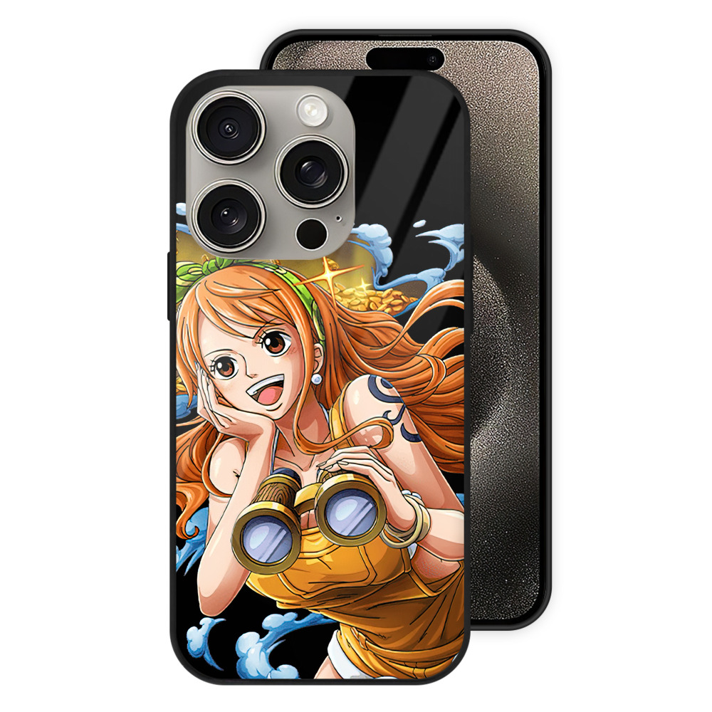 （画像用） ワンピース ナミ ONE PIECE Nami 【iPhone15Pro対応】スマホケース 耐衝撃＆黄変防止 背面ガラス