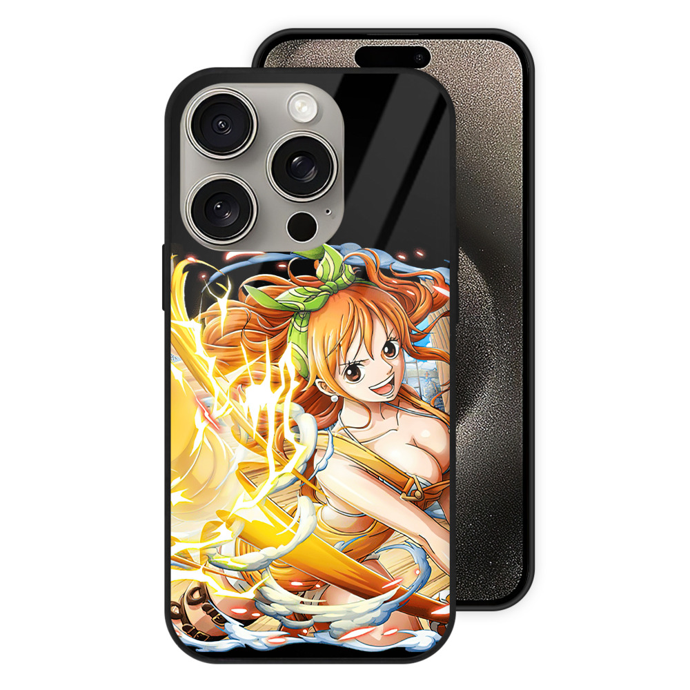 （画像用） ワンピース ナミ ONE PIECE Nami 【iPhone15Pro対応】スマホケース 耐衝撃＆黄変防止 背面ガラス