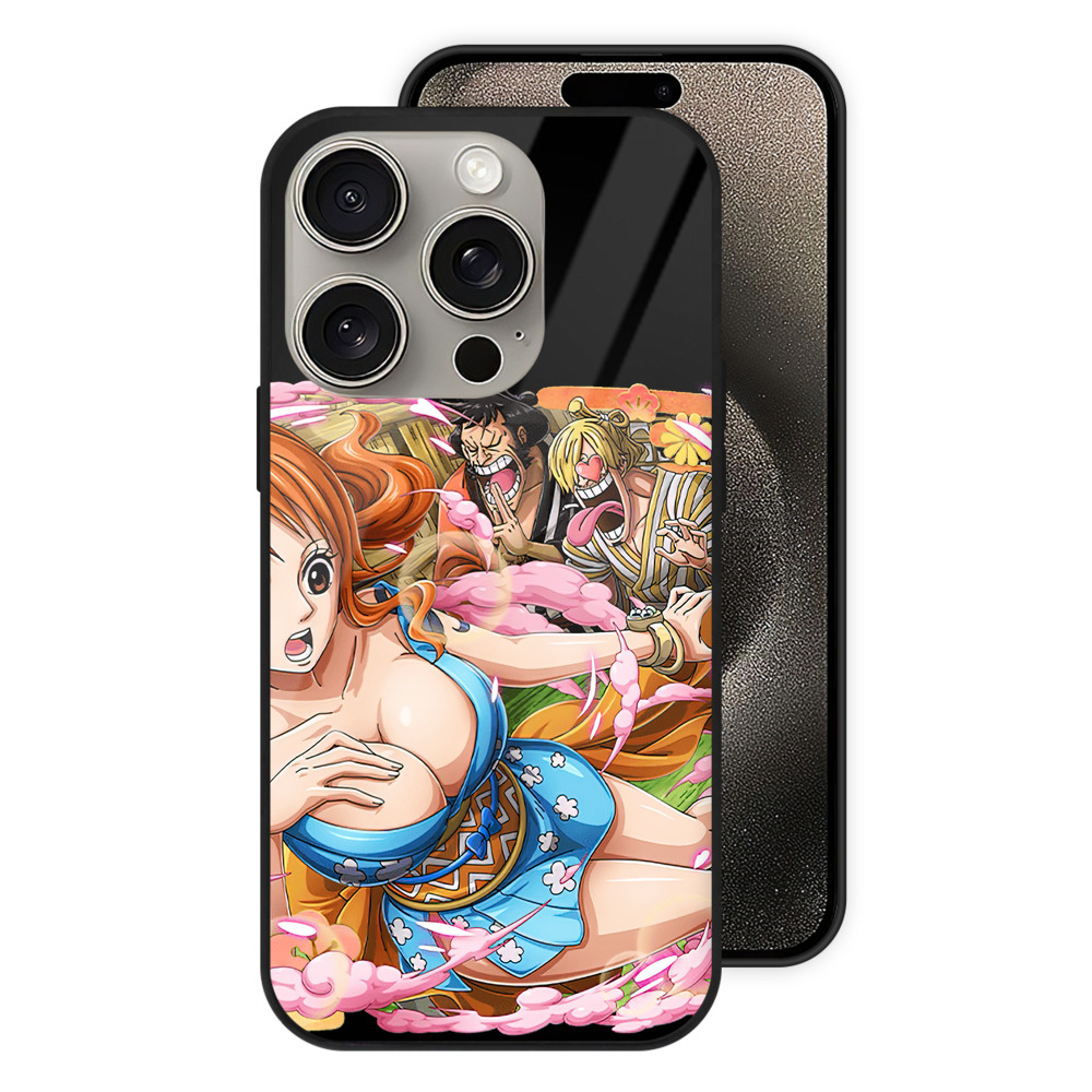 （画像用） ワンピース ナミ ONE PIECE Nami 【iPhone15Pro対応】スマホケース 耐衝撃＆黄変防止 背面ガラス