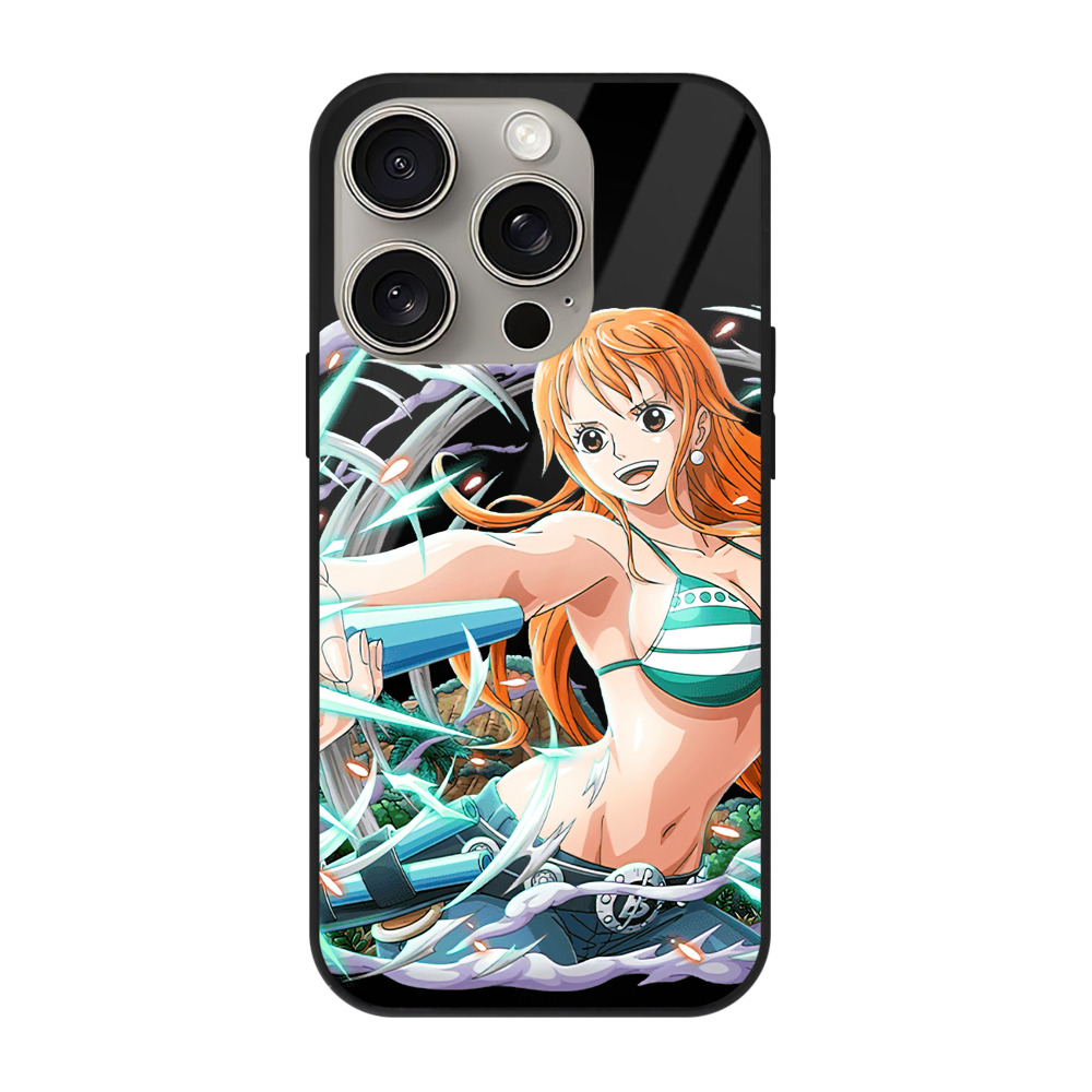 （画像用） ワンピース ナミ ONE PIECE Nami 【iPhone15Pro対応】スマホケース 耐衝撃＆黄変防止 背面ガラス