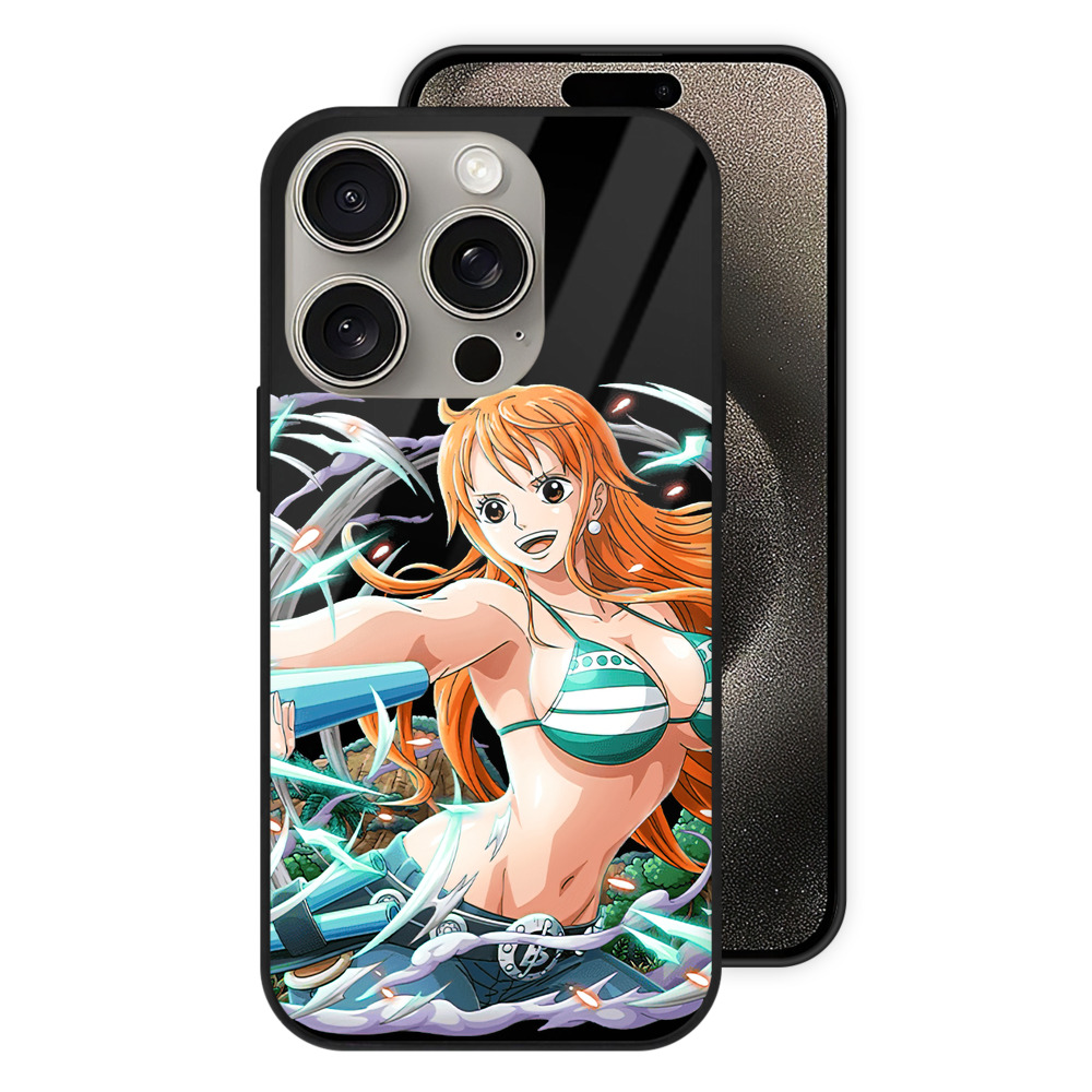 （画像用） ワンピース ナミ ONE PIECE Nami 【iPhone15Pro対応】スマホケース 耐衝撃＆黄変防止 背面ガラス