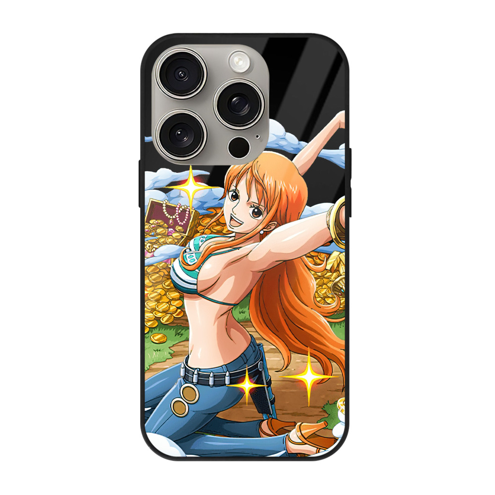 （画像用） ワンピース ナミ ONE PIECE Nami 【iPhone15Pro対応】スマホケース 耐衝撃＆黄変防止 背面ガラス