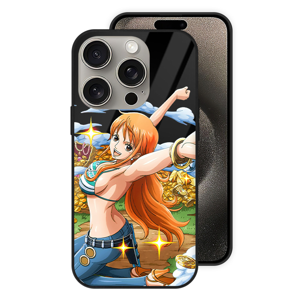 （画像用） ワンピース ナミ ONE PIECE Nami 【iPhone15Pro対応】スマホケース 耐衝撃＆黄変防止 背面ガラス