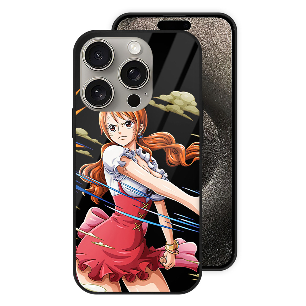 （画像用） ワンピース ナミ ONE PIECE Nami 【iPhone15Pro対応】スマホケース 耐衝撃＆黄変防止 背面ガラス