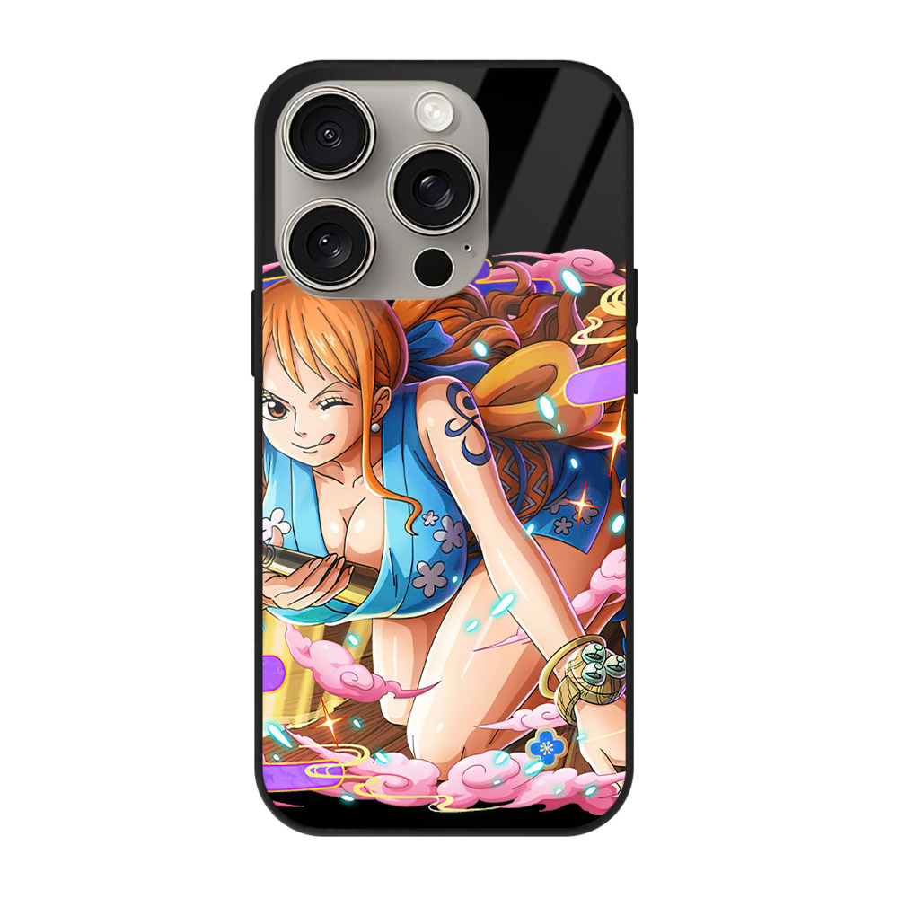 （画像用） ワンピース ナミ ONE PIECE Nami 【iPhone15Pro対応】スマホケース 耐衝撃＆黄変防止 背面ガラス