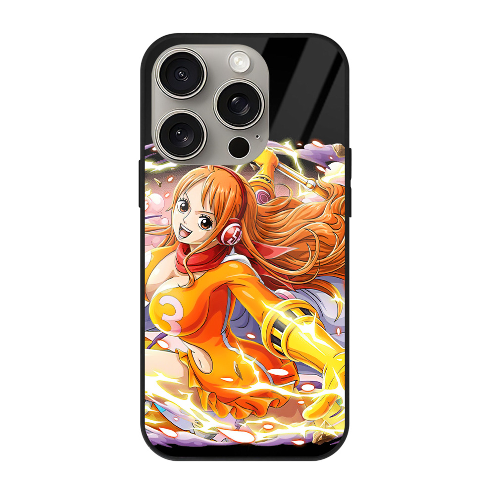 （画像用） ワンピース ナミ ONE PIECE Nami 【iPhone15Pro対応】スマホケース 耐衝撃＆黄変防止 背面ガラス