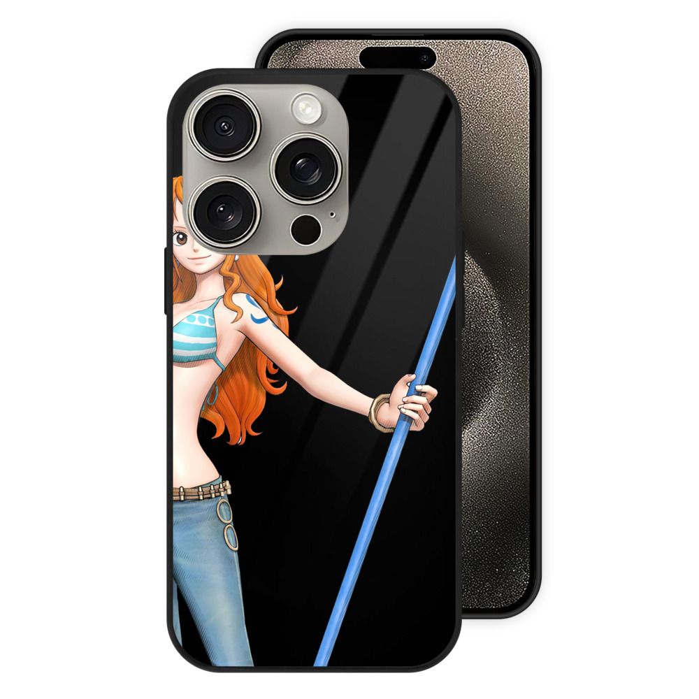 （画像用） ワンピース ナミ ONE PIECE Nami 【iPhone15Pro対応】スマホケース 耐衝撃＆黄変防止 背面ガラス