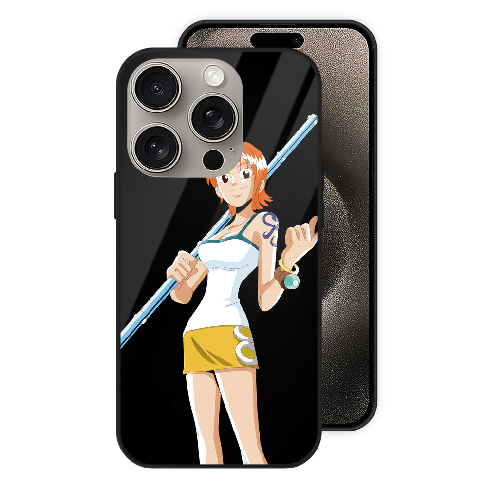 （画像用） ワンピース ナミ ONE PIECE Nami 【iPhone15Pro対応】スマホケース 耐衝撃＆黄変防止 背面ガラス