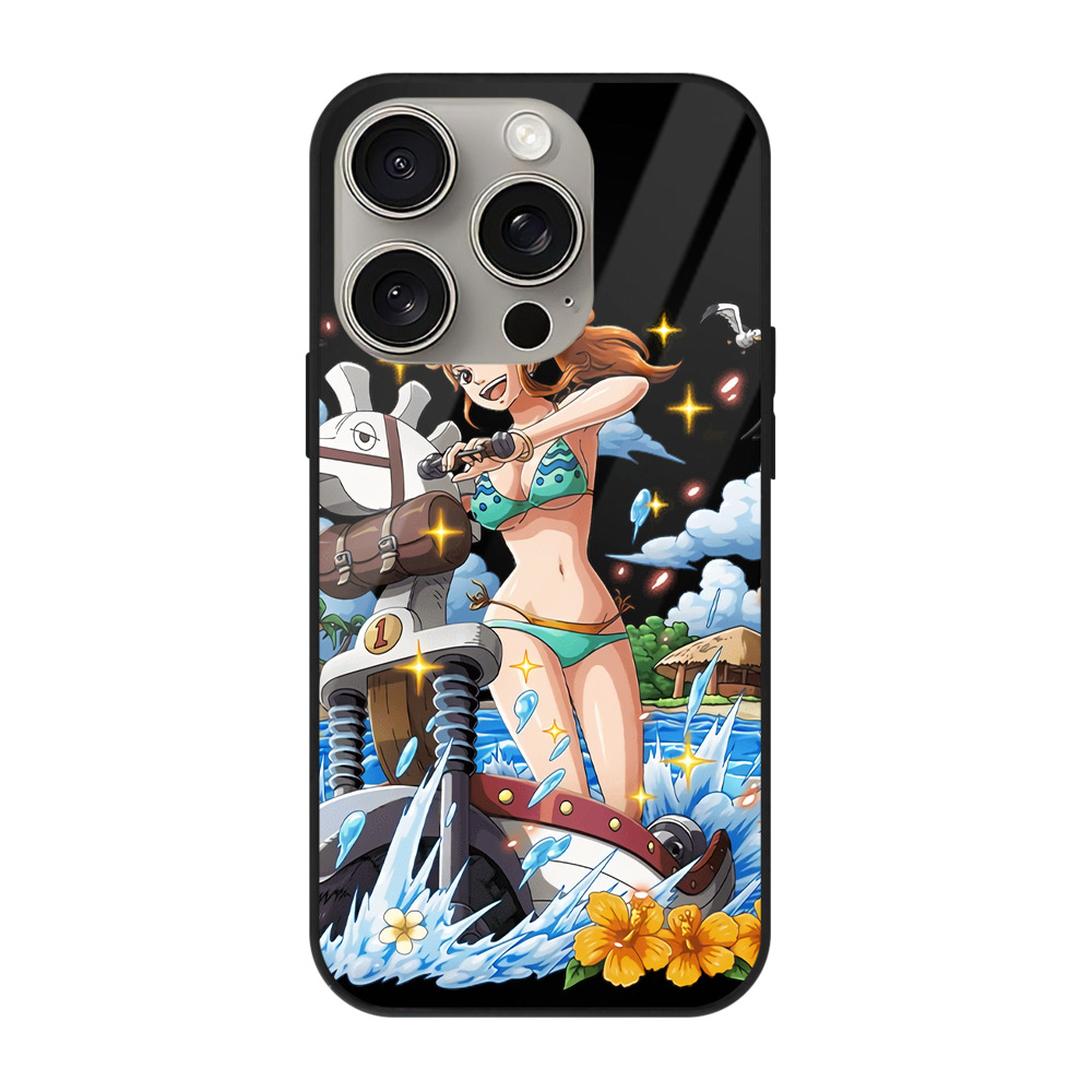 （画像用） ワンピース ナミ ONE PIECE Nami 【iPhone15Pro対応】スマホケース 耐衝撃＆黄変防止 背面ガラス