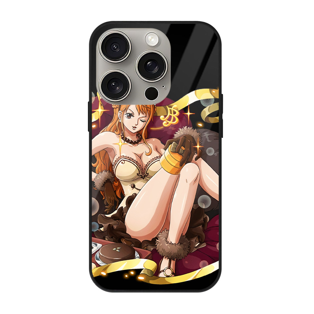 （画像用） ワンピース ナミ ONE PIECE Nami 【iPhone15Pro対応】スマホケース 耐衝撃＆黄変防止 背面ガラス