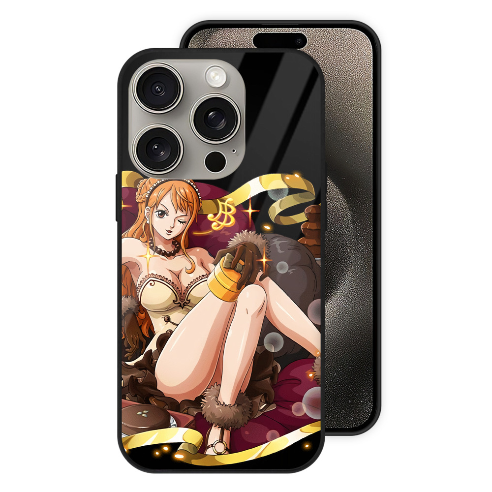 （画像用） ワンピース ナミ ONE PIECE Nami 【iPhone15Pro対応】スマホケース 耐衝撃＆黄変防止 背面ガラス