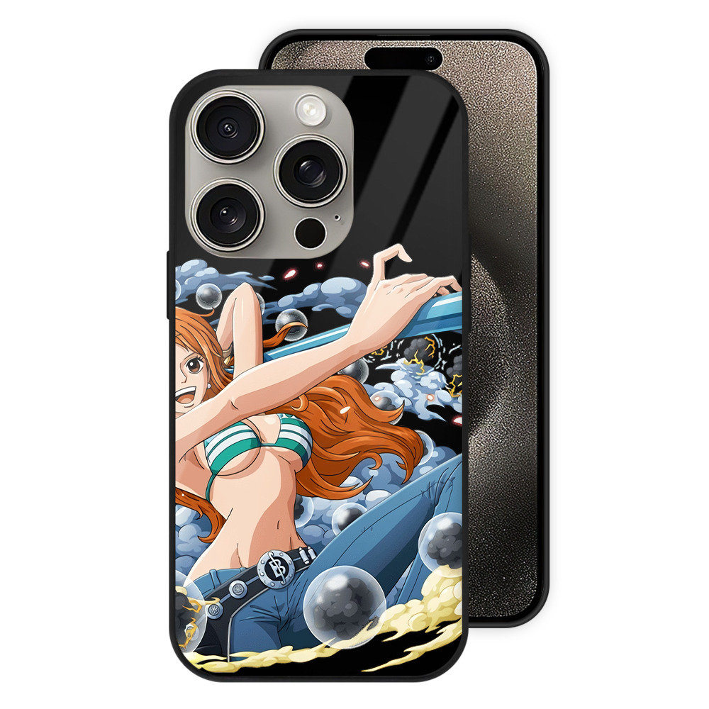 （画像用） ワンピース ナミ ONE PIECE Nami 【iPhone15Pro対応】スマホケース 耐衝撃＆黄変防止 背面ガラス