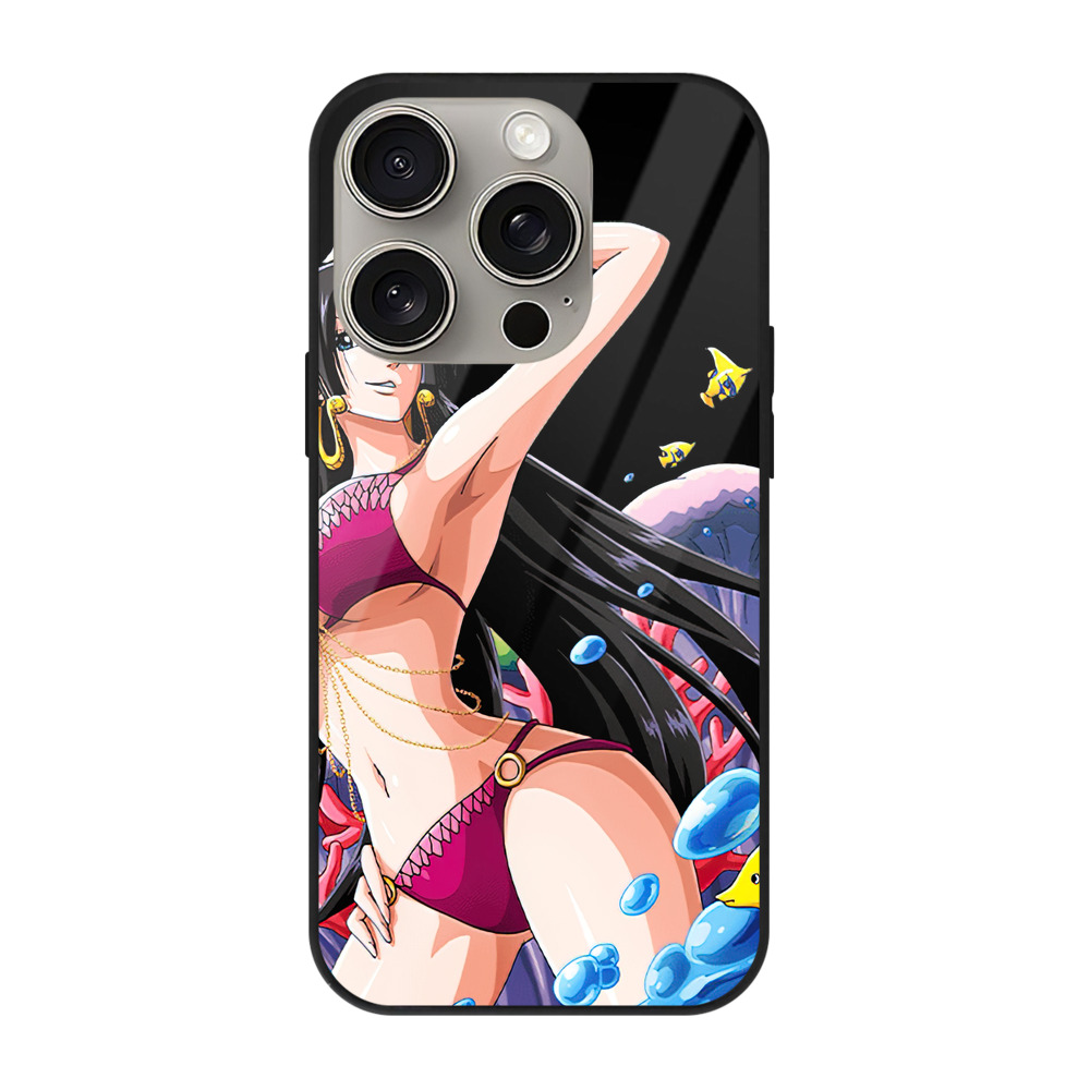 （画像用） ワンピース ボア・ハンコック ONE PIECE Boa·Hancock 【iPhone15Pro対応】スマホケース 耐衝撃＆黄変防止 背面ガラス