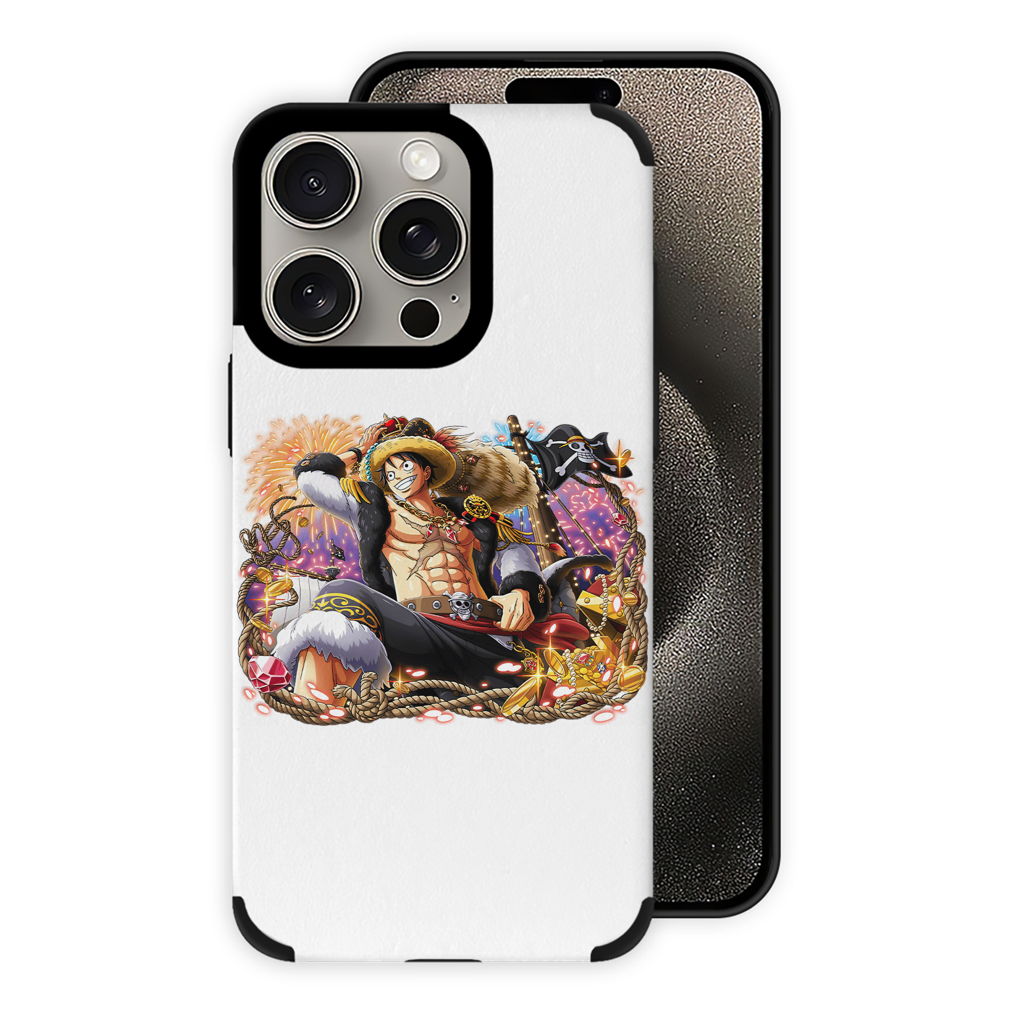 （画像用） ワンピース モンキー・D・ルフィ ONE PIECE Monkey D. Luffy 【iPhone15ProMax対応】 PUレザー スマホケース 耐衝撃＆黄変防止