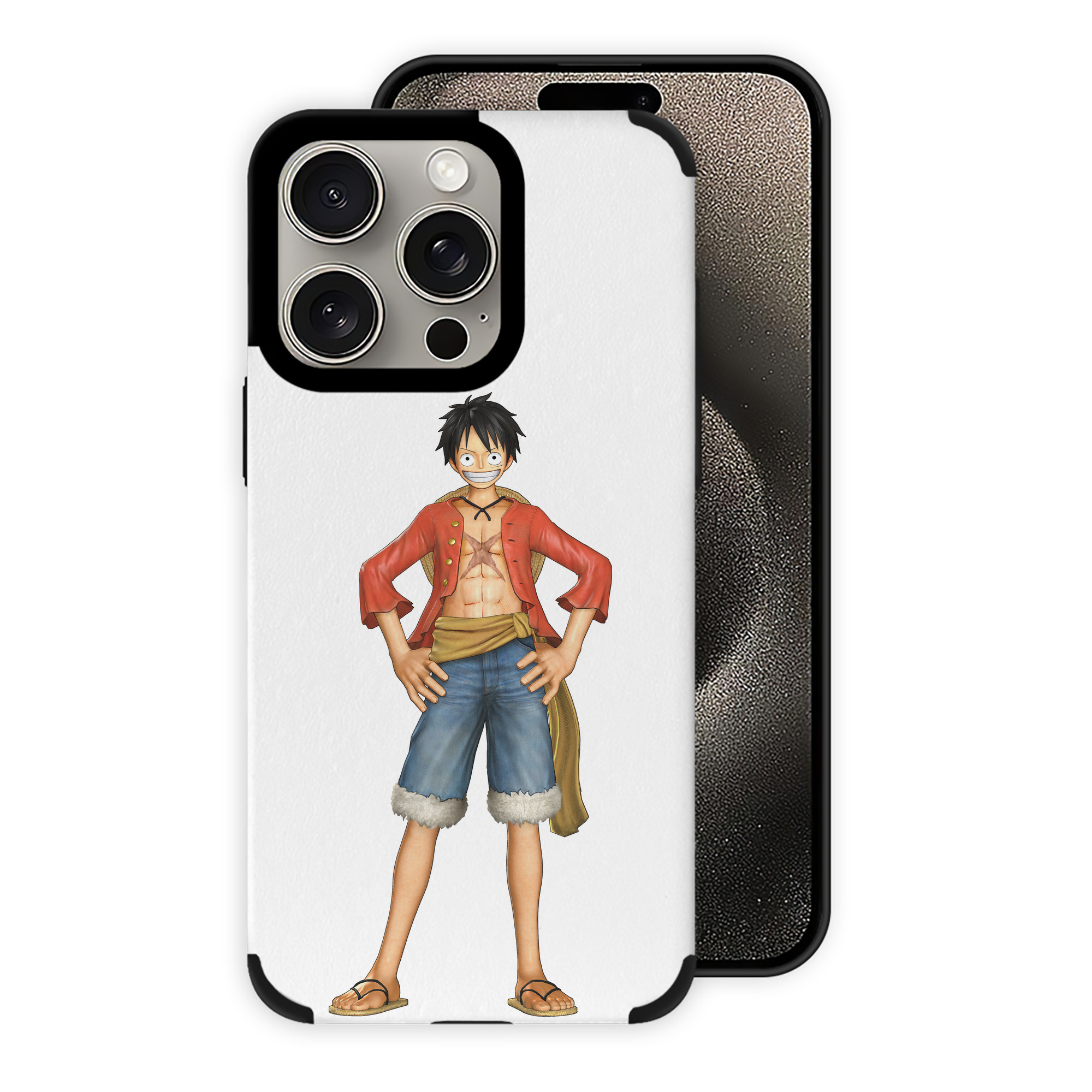 （画像用） ワンピース モンキー・D・ルフィ ONE PIECE Monkey D. Luffy 【iPhone15ProMax対応】 PUレザー スマホケース 耐衝撃＆黄変防止