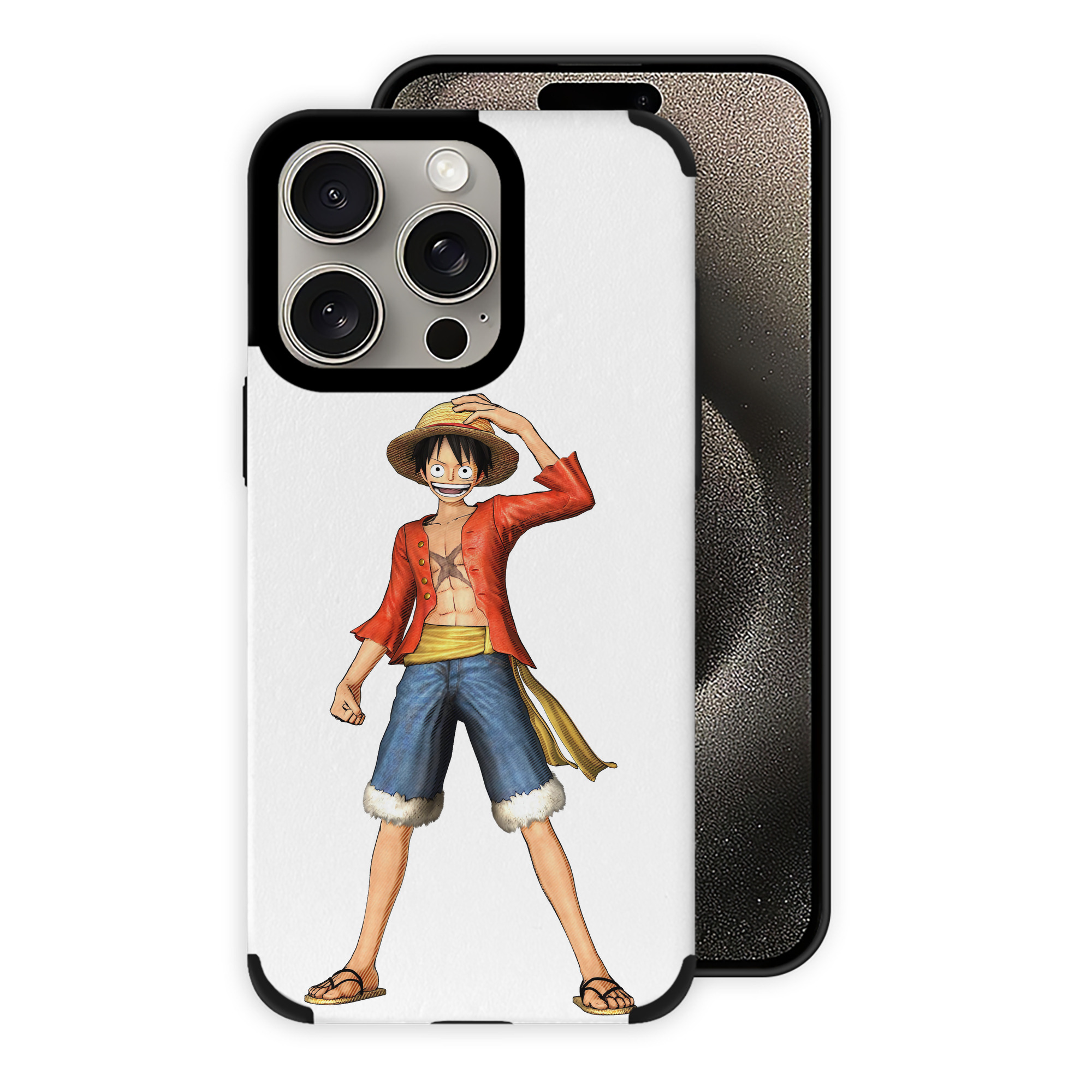（画像用） ワンピース モンキー・D・ルフィ ONE PIECE Monkey D. Luffy 【iPhone15ProMax対応】 PUレザー スマホケース 耐衝撃＆黄変防止