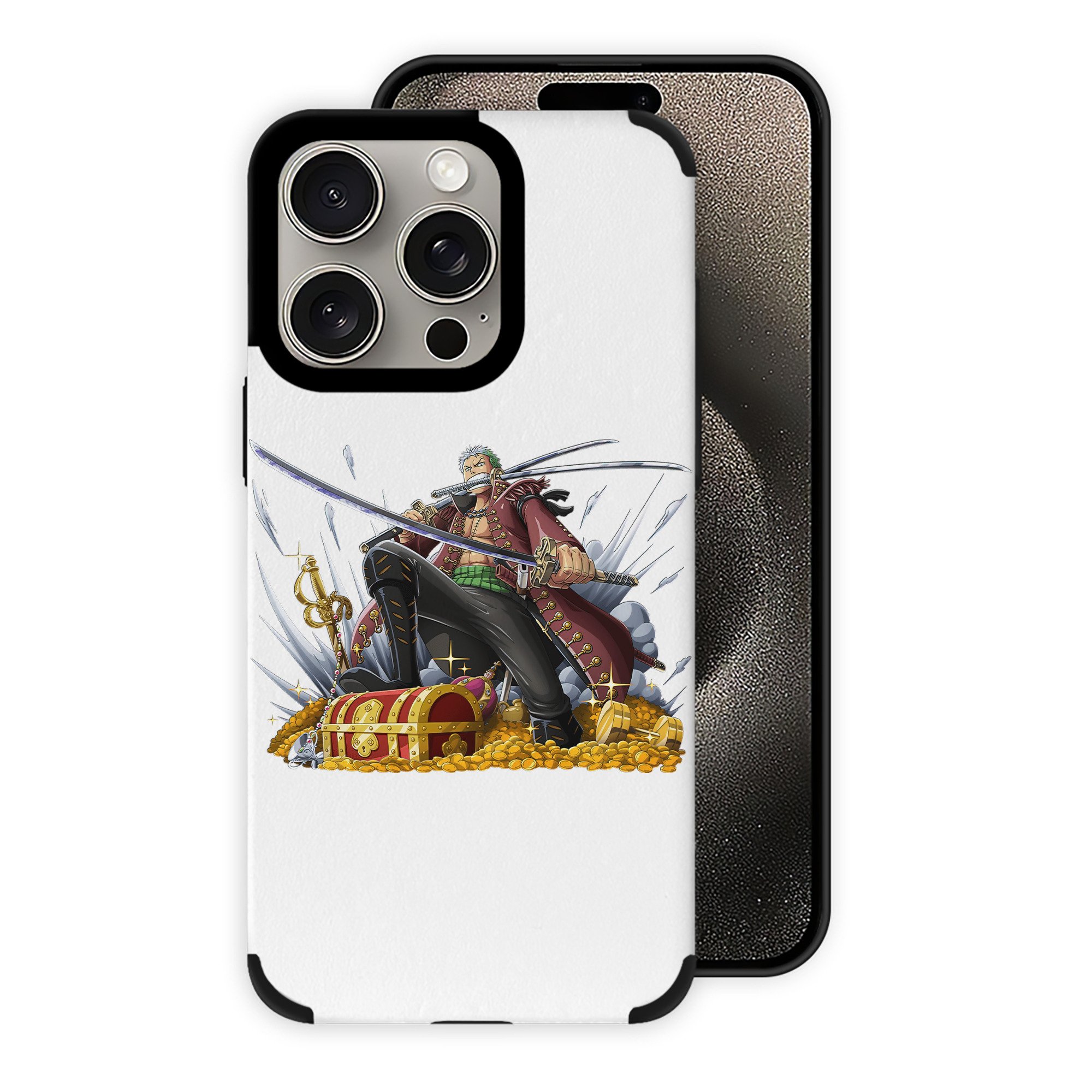 （画像用） ワンピース ロロノア・ゾロ ONE PIECE Roronoa Zoro 【iPhone15ProMax対応】 PUレザー スマホケース 耐衝撃＆黄変防止
