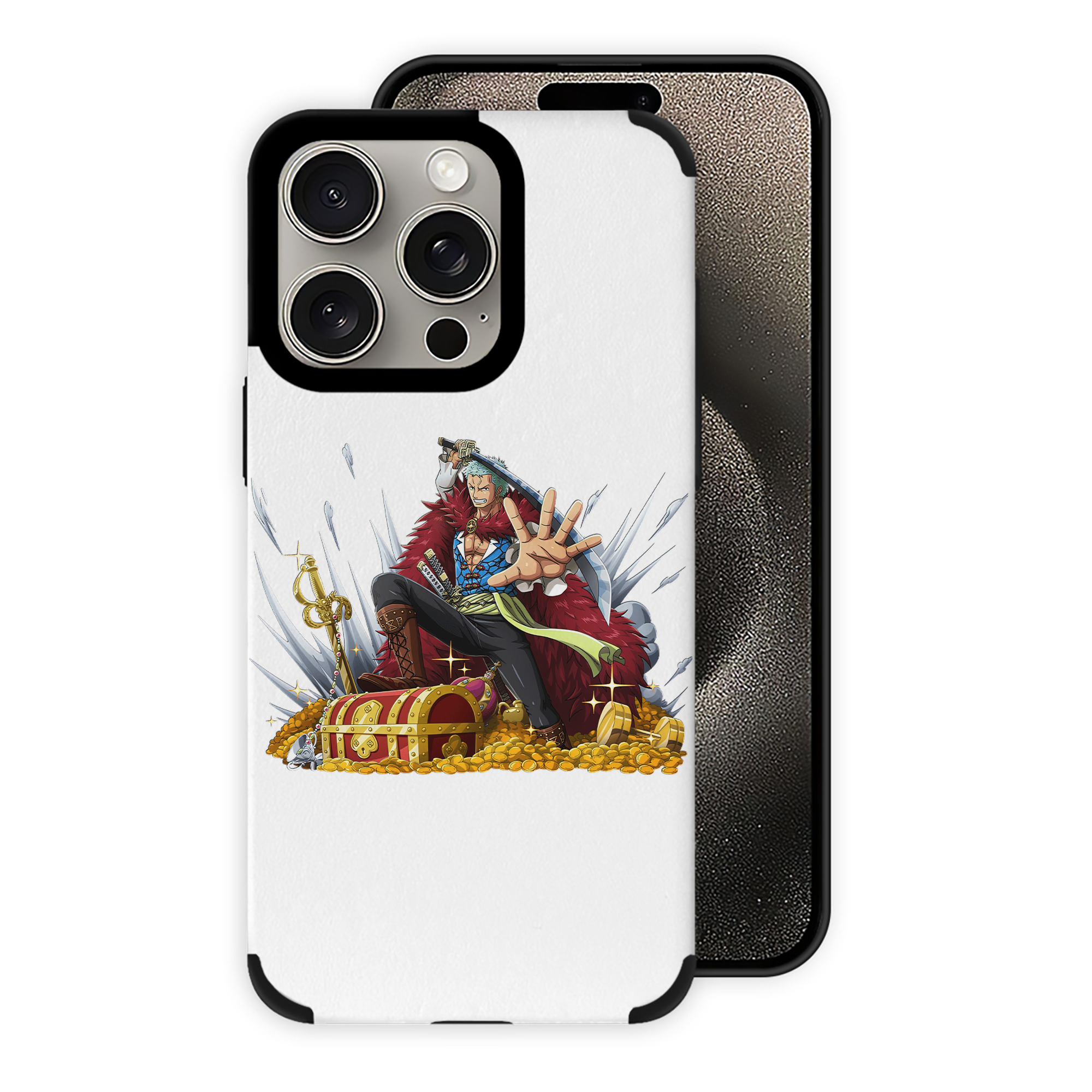 （画像用） ワンピース ロロノア・ゾロ ONE PIECE Roronoa Zoro 【iPhone15ProMax対応】 PUレザー スマホケース 耐衝撃＆黄変防止