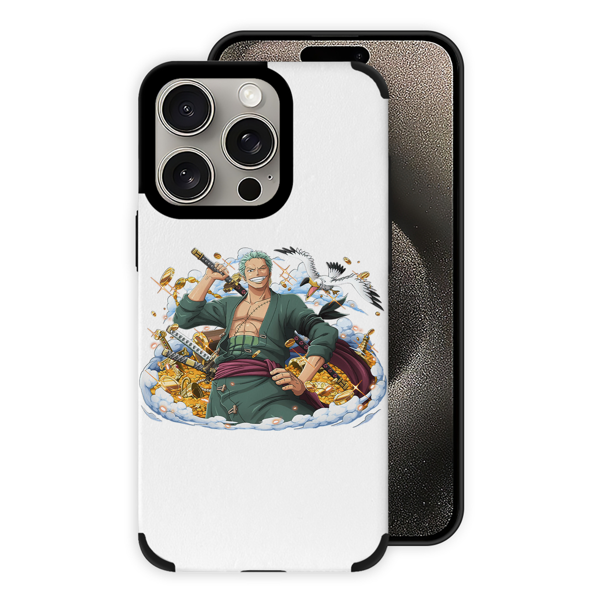 （画像用） ワンピース ロロノア・ゾロ ONE PIECE Roronoa Zoro 【iPhone15ProMax対応】 PUレザー スマホケース 耐衝撃＆黄変防止