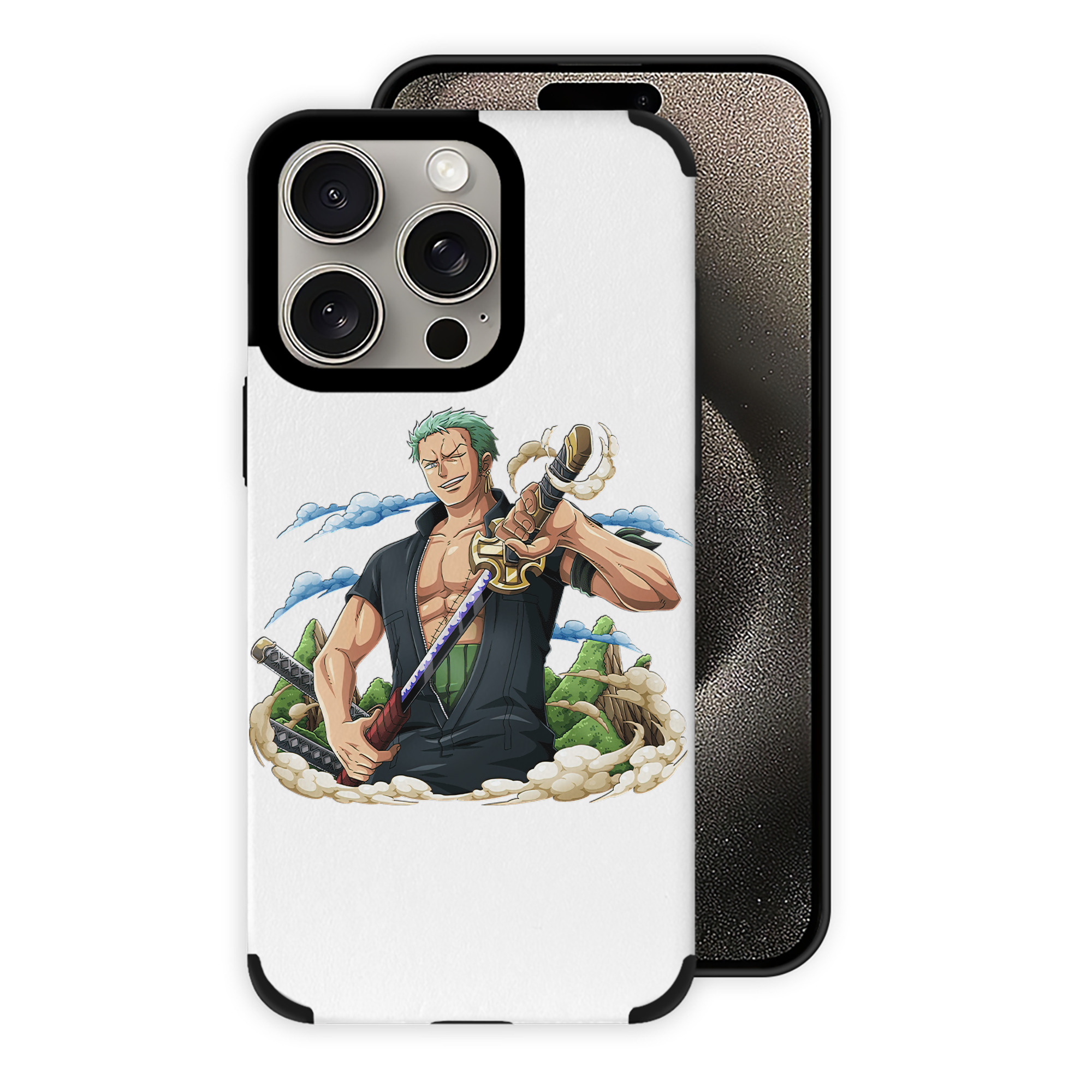 （画像用） ワンピース ロロノア・ゾロ ONE PIECE Roronoa Zoro 【iPhone15ProMax対応】 PUレザー スマホケース 耐衝撃＆黄変防止