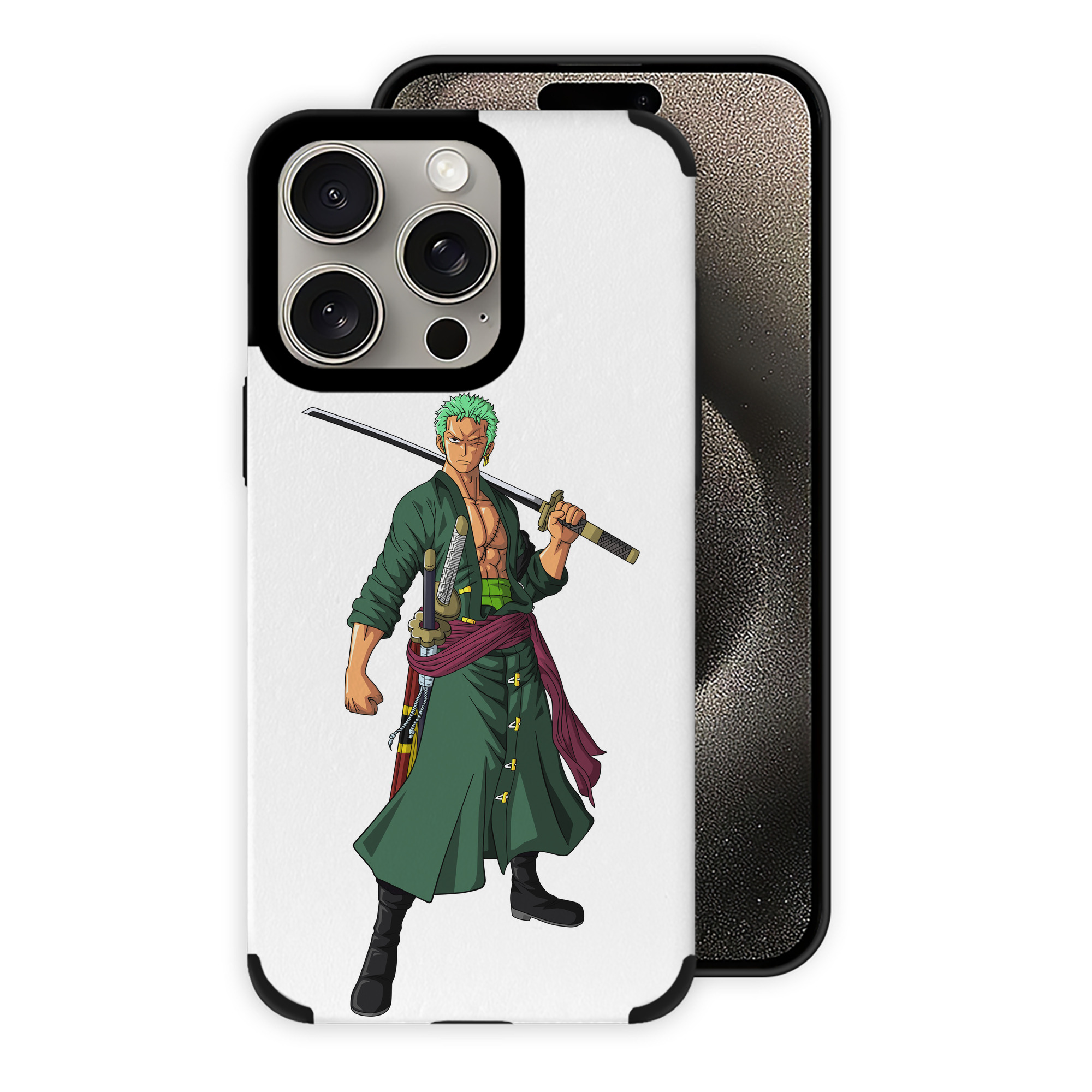 （画像用） ワンピース ロロノア・ゾロ ONE PIECE Roronoa Zoro 【iPhone15ProMax対応】 PUレザー スマホケース 耐衝撃＆黄変防止