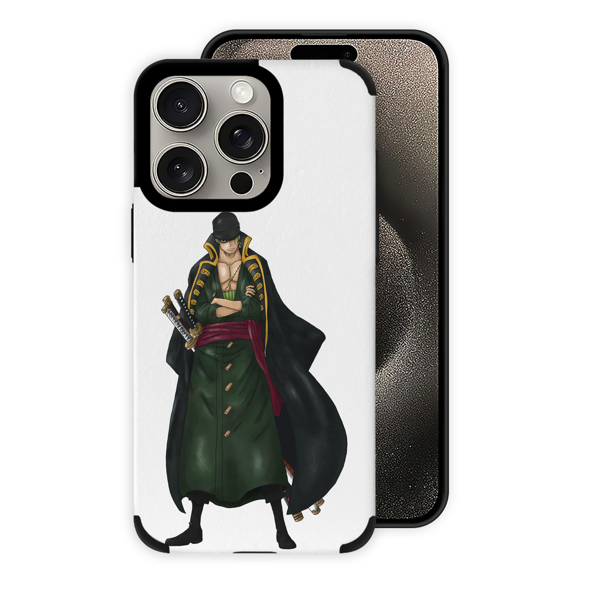 （画像用） ワンピース ロロノア・ゾロ ONE PIECE Roronoa Zoro 【iPhone15ProMax対応】 PUレザー スマホケース 耐衝撃＆黄変防止