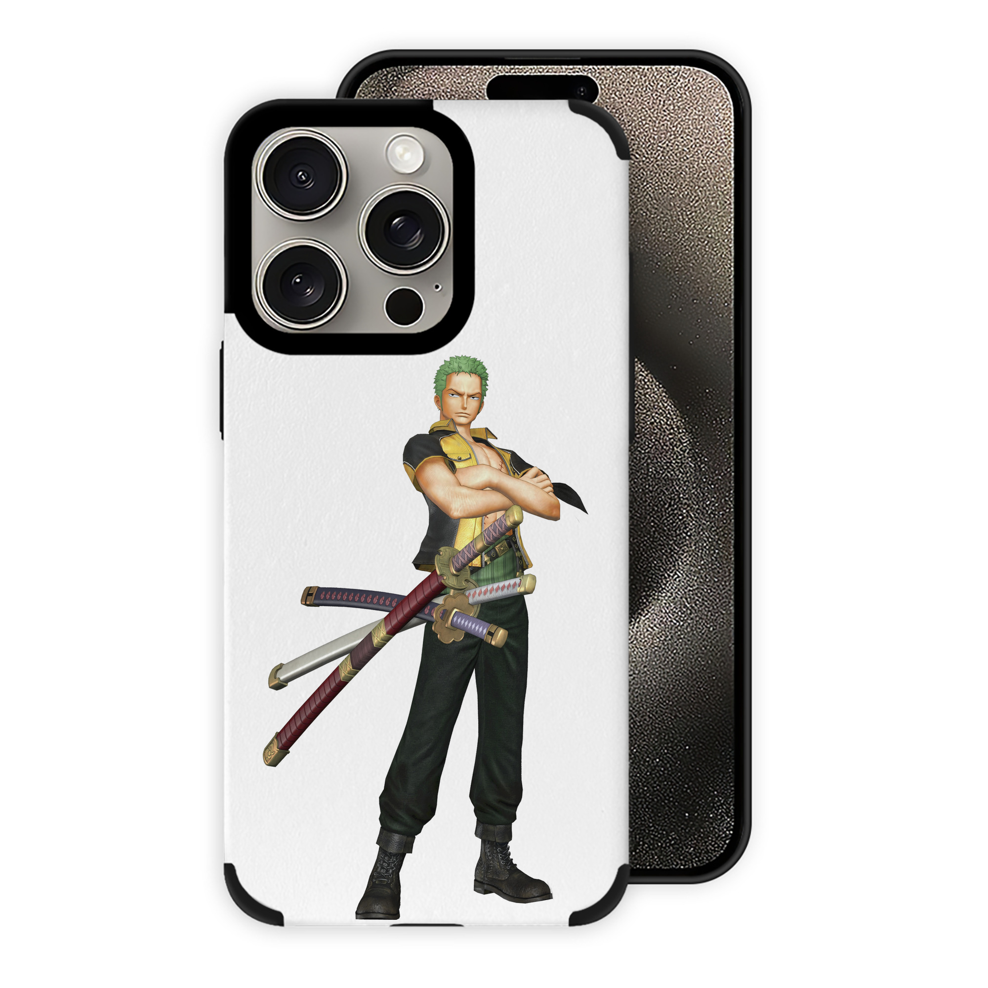 （画像用） ワンピース ロロノア・ゾロ ONE PIECE Roronoa Zoro 【iPhone15ProMax対応】 PUレザー スマホケース 耐衝撃＆黄変防止