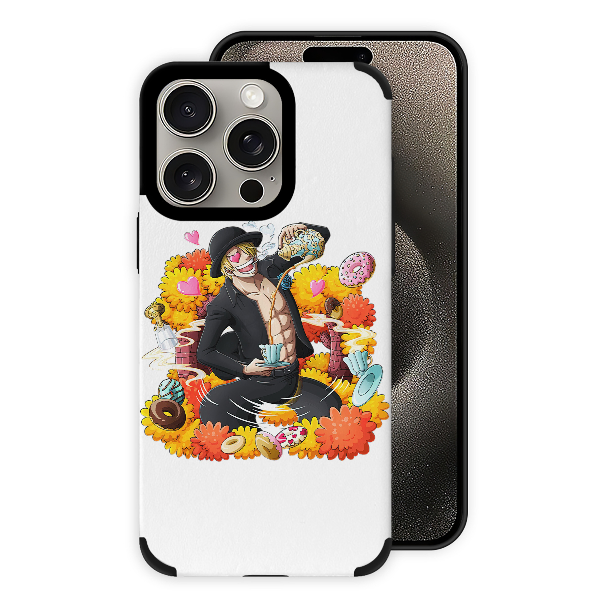 （画像用） ワンピース サンジ ONE PIECE Sanji 【iPhone15ProMax対応】 PUレザー スマホケース 耐衝撃＆黄変防止