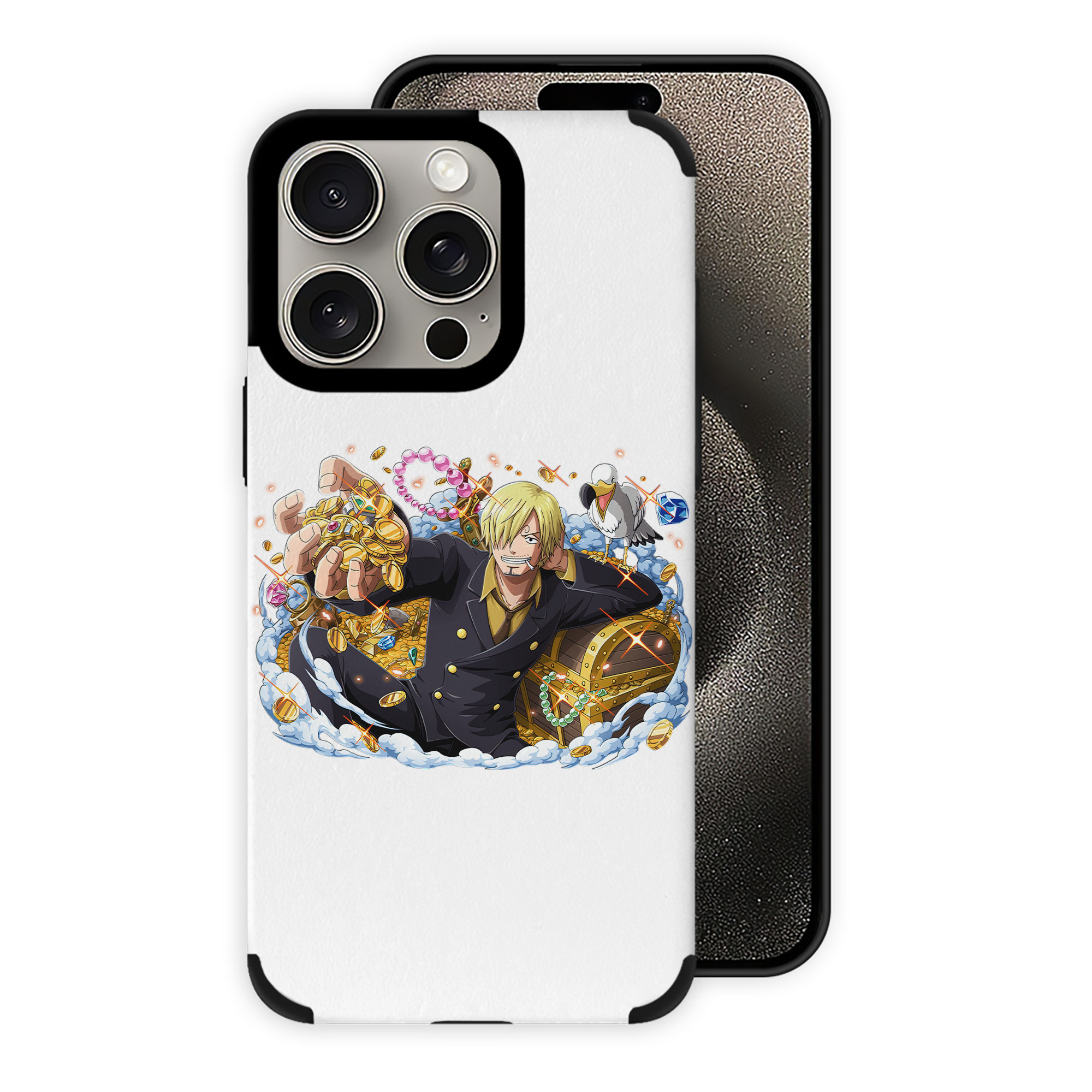 （画像用） ワンピース サンジ ONE PIECE Sanji 【iPhone15ProMax対応】 PUレザー スマホケース 耐衝撃＆黄変防止