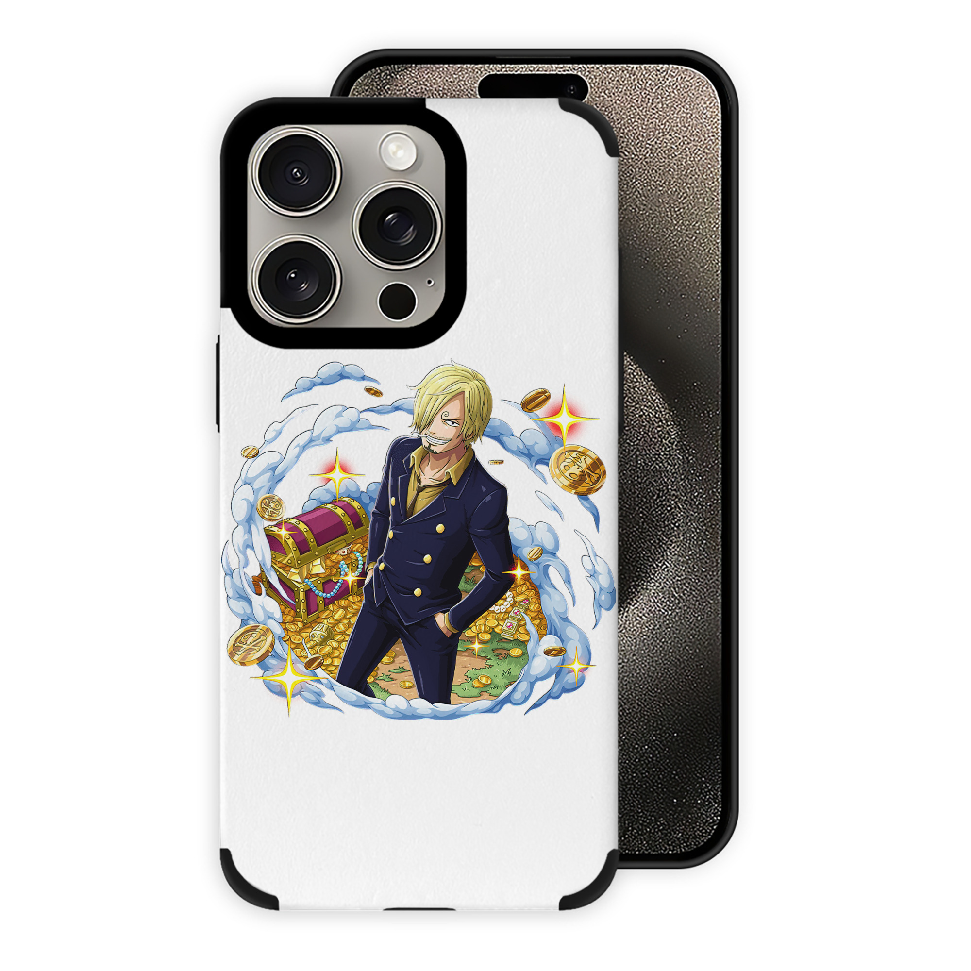 （画像用） ワンピース サンジ ONE PIECE Sanji 【iPhone15ProMax対応】 PUレザー スマホケース 耐衝撃＆黄変防止